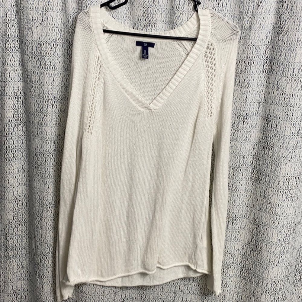 White crochet cotton sweater
